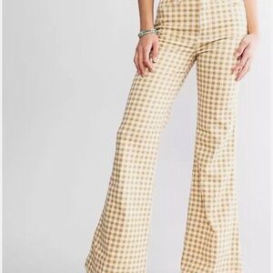 Wrangler Brown and White Checkered Flare Jeans